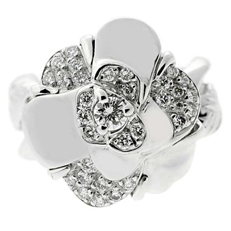 chanel camelia ring diamond|Chanel camellia flower earrings.